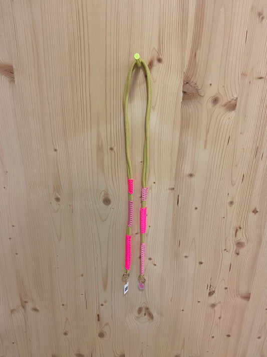 Cherry Stone Handykette | Gelb Pink Makramee Aufgeweckt