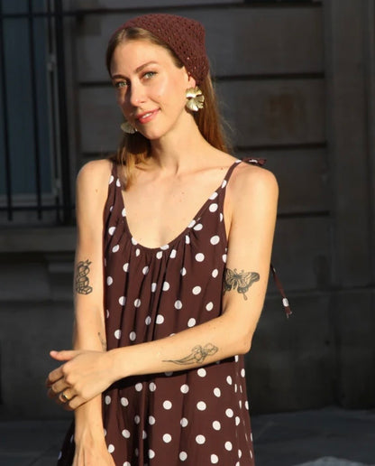 Kleid | Dots | braun-hellblau