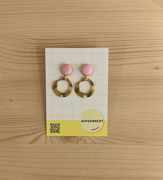 Aufgeweckt Ohrstecker mit Anhänger | Statement Piece Gold rosa Aufgeweckt