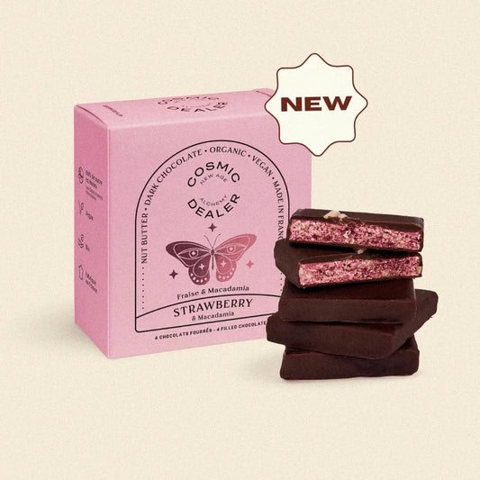 Cosmic Dealer Schachtel mit 4 Nussbutter-Pralinen - Erdbeere Aufgeweckt