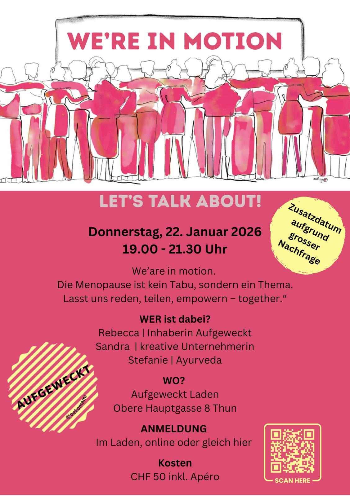 Aufgeweckt WE’RE IN MOTION – Let’s talk about Menopause Aufgeweckt