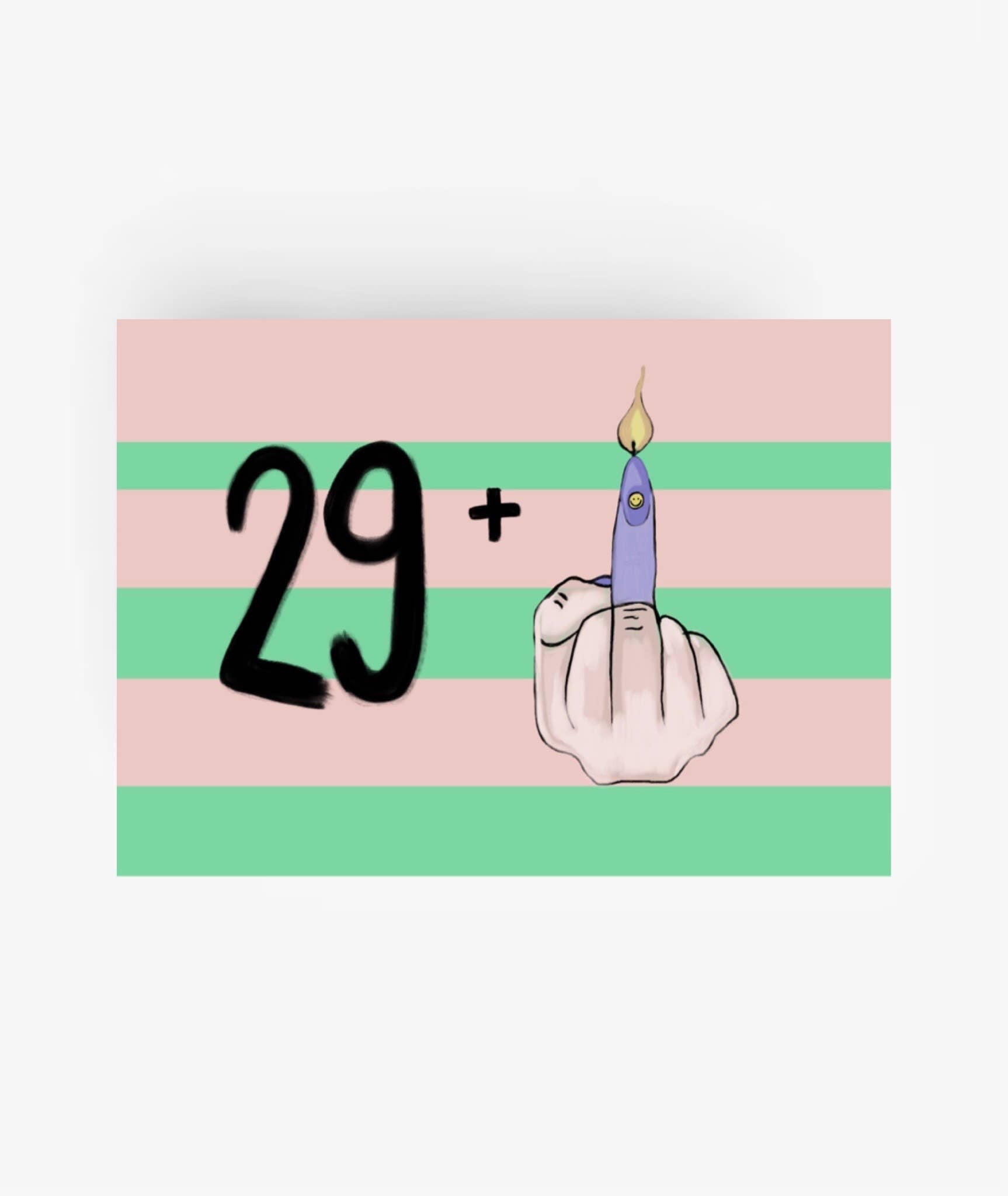 Ute Arnold / Hej.Ibiza Postkarte | Happy Birthday 29 plus Aufgeweckt