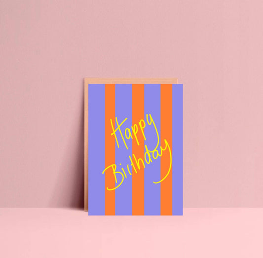 Ute Arnold / Hej.Ibiza Happy Birthday Stripes Postkarte Aufgeweckt