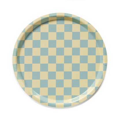 BLU KAT Serviertablett rund | Lemon Seafoam Checker Aufgeweckt