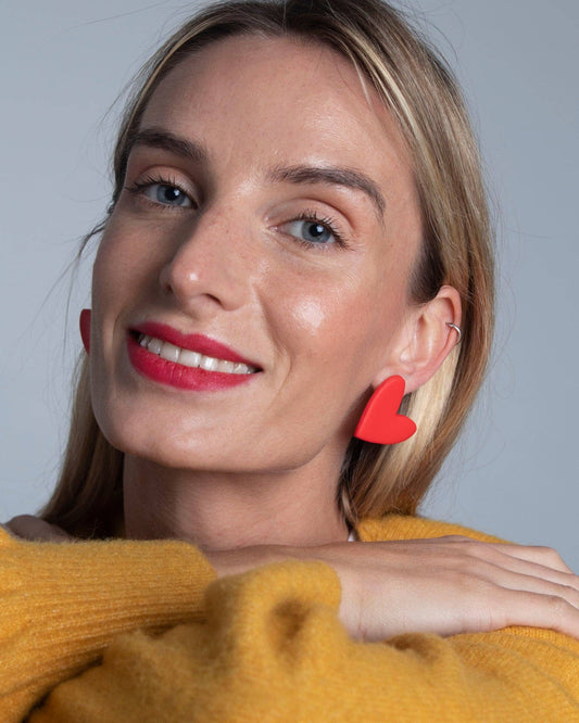 DELAROSA STUDIO Ohrstecker | Rotes Herz Mini Aufgeweckt