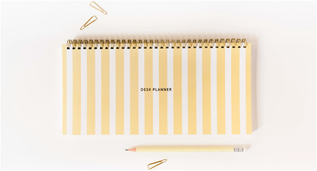 A-Journal Deskplanner | Stripes Yellow Aufgeweckt