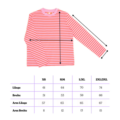 popeia Langarmshirt gestreift | pink/rot Aufgeweckt