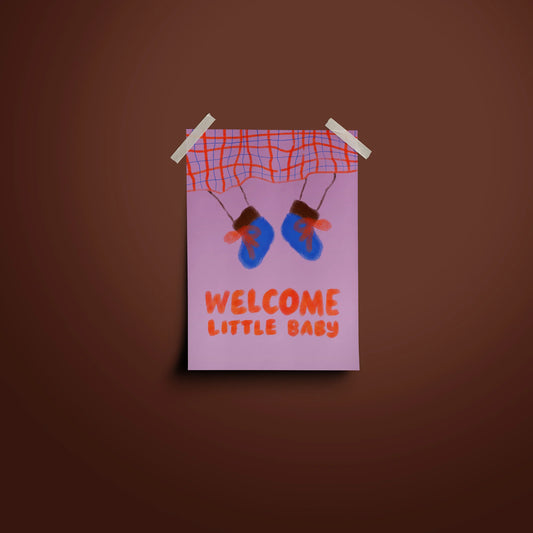 Framboise und Ketchup Karte | WELCOME LITTLE BABY Rosa Aufgeweckt