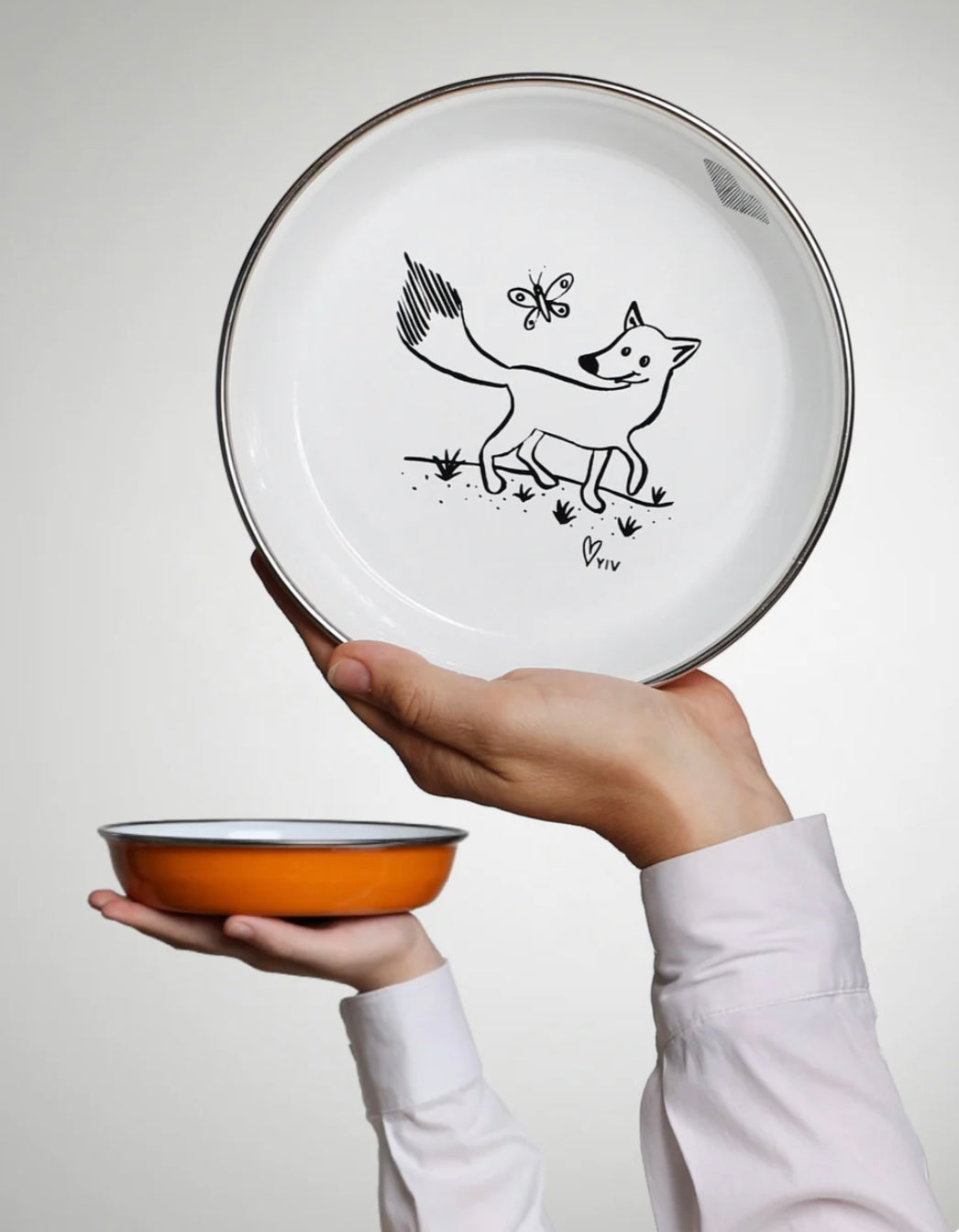 YIV Emaille Kinderteller | Fuchs oder Steinbock Aufgeweckt