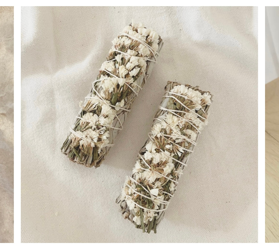 Aufgeweckt Weisses Salbei Räucherbündel mit Trockenblumen Aufgeweckt