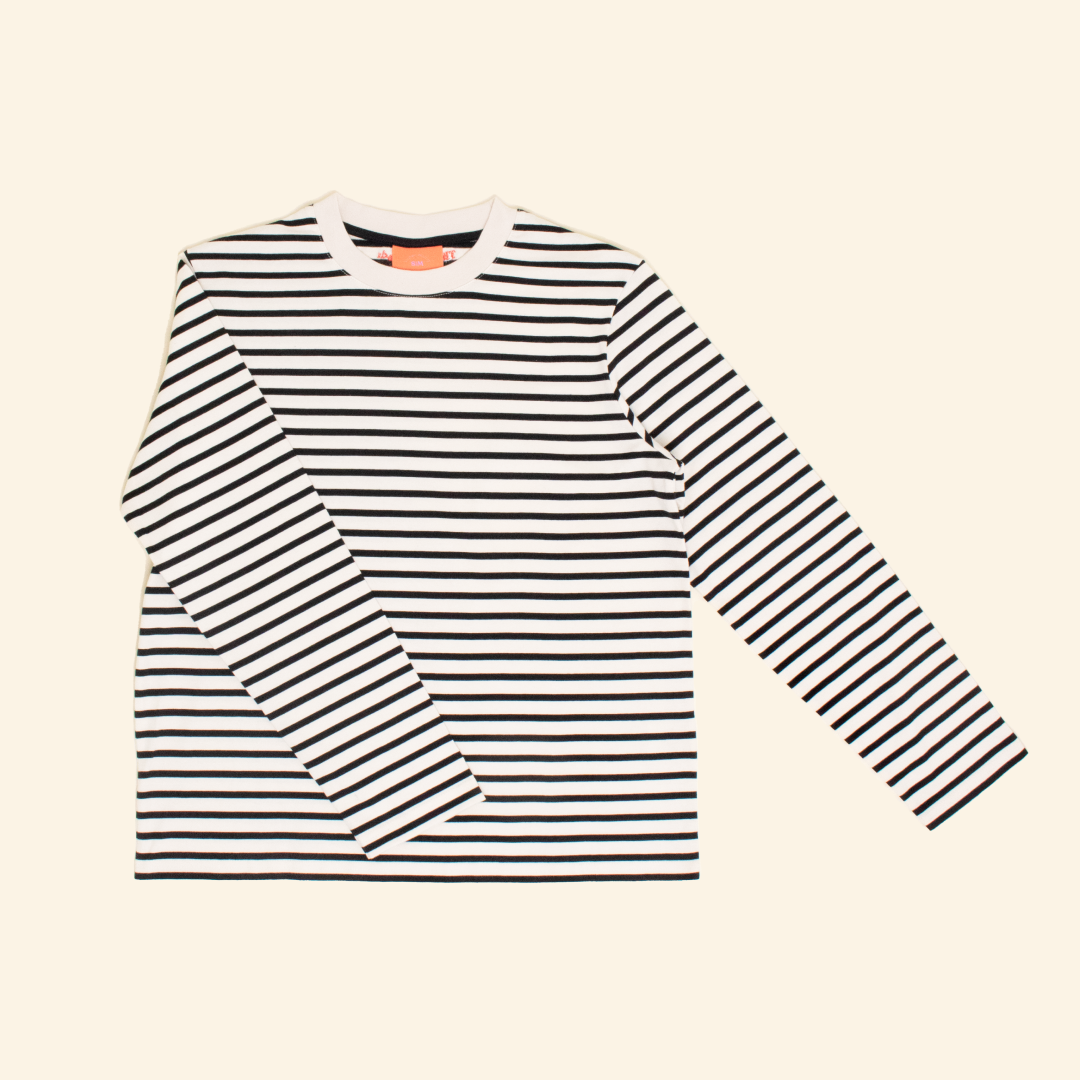 Langarmshirt gestreift schwarz/off-white Popeia