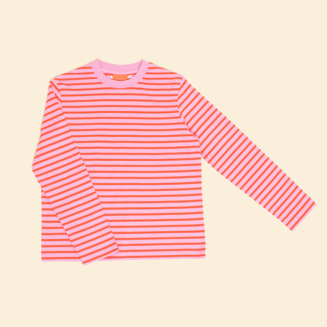 popeia Langarmshirt gestreift | pink/rot Aufgeweckt