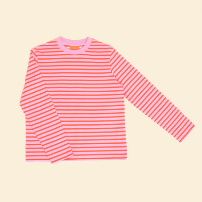 popeia Langarmshirt gestreift | pink/rot Aufgeweckt