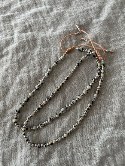 Glanzstück Fusskette Edelstein Dalmatiner Jaspis Silber Aufgeweckt