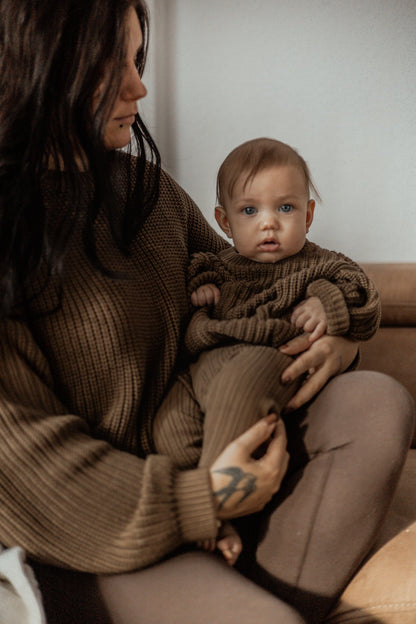 Women Chunky Knit Sweater | Coffee - romi.