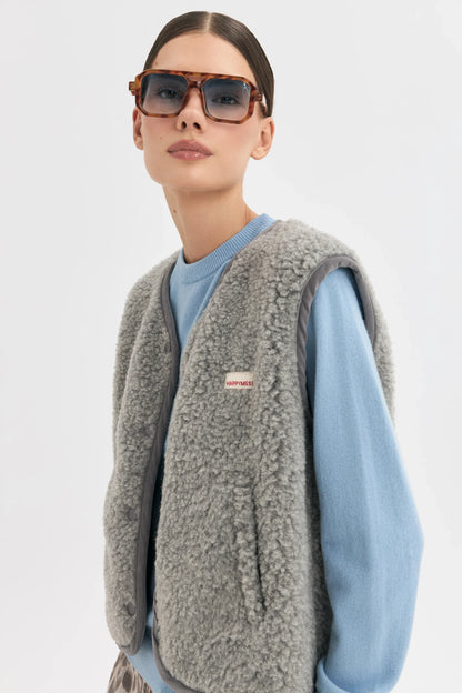 Happymess Merino Weste | Stone Grey Aufgeweckt