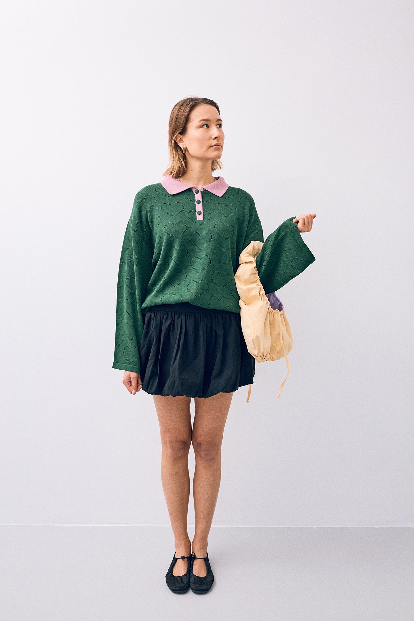 Happymess Baumwoll-Sweater | emerald hearts Aufgeweckt