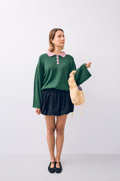 Happymess Baumwoll-Sweater | emerald hearts Aufgeweckt