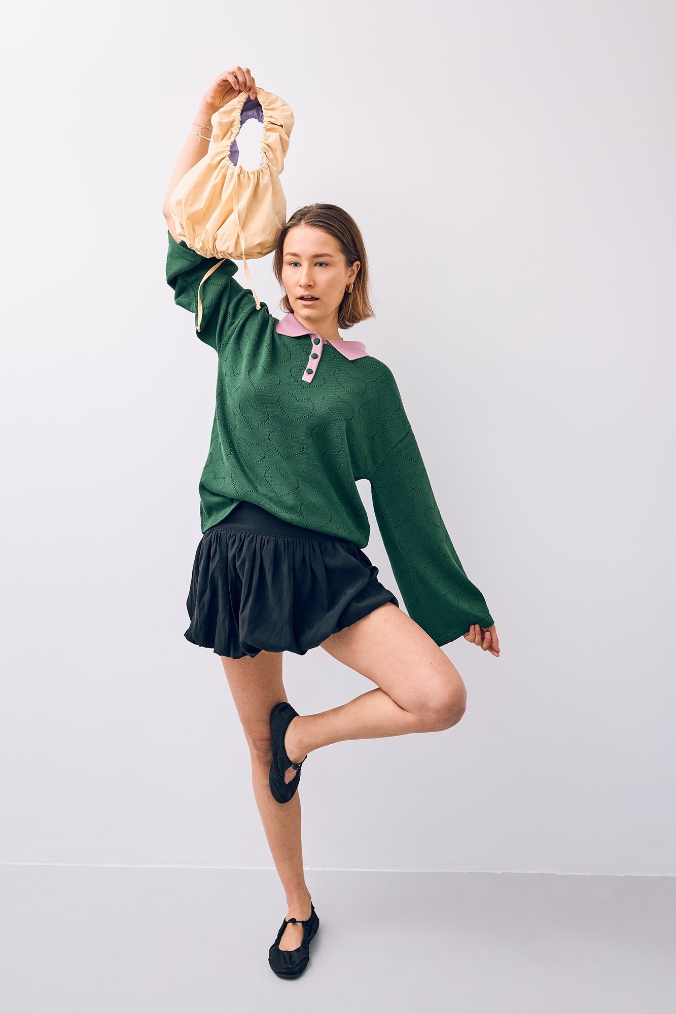 Happymess Baumwoll-Sweater | emerald hearts Aufgeweckt