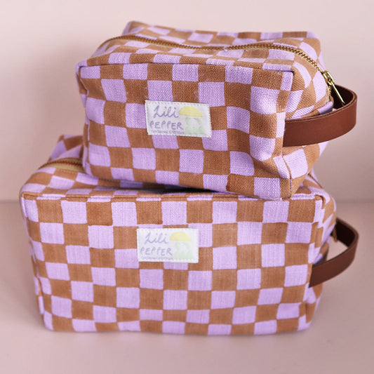 Blockprint Necessaire Check Caramel Big