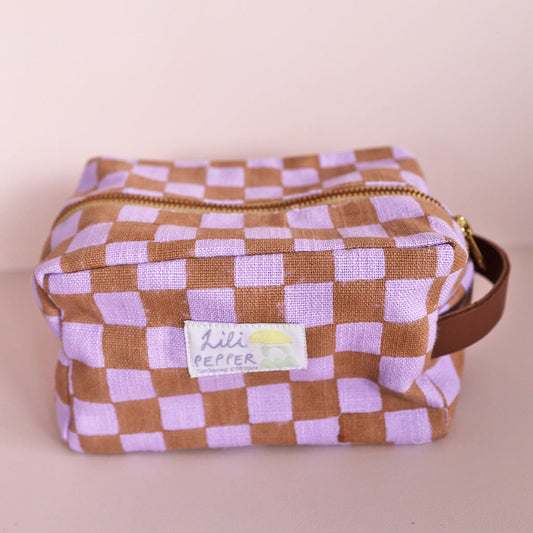 Blockprint Necessaire Check Caramel Big