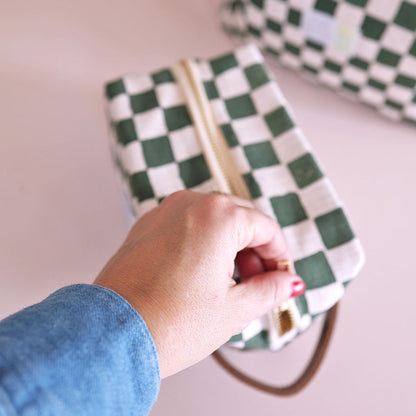 Lili Pepper Blockprint Necessaire | Check Rose Green Aufgeweckt