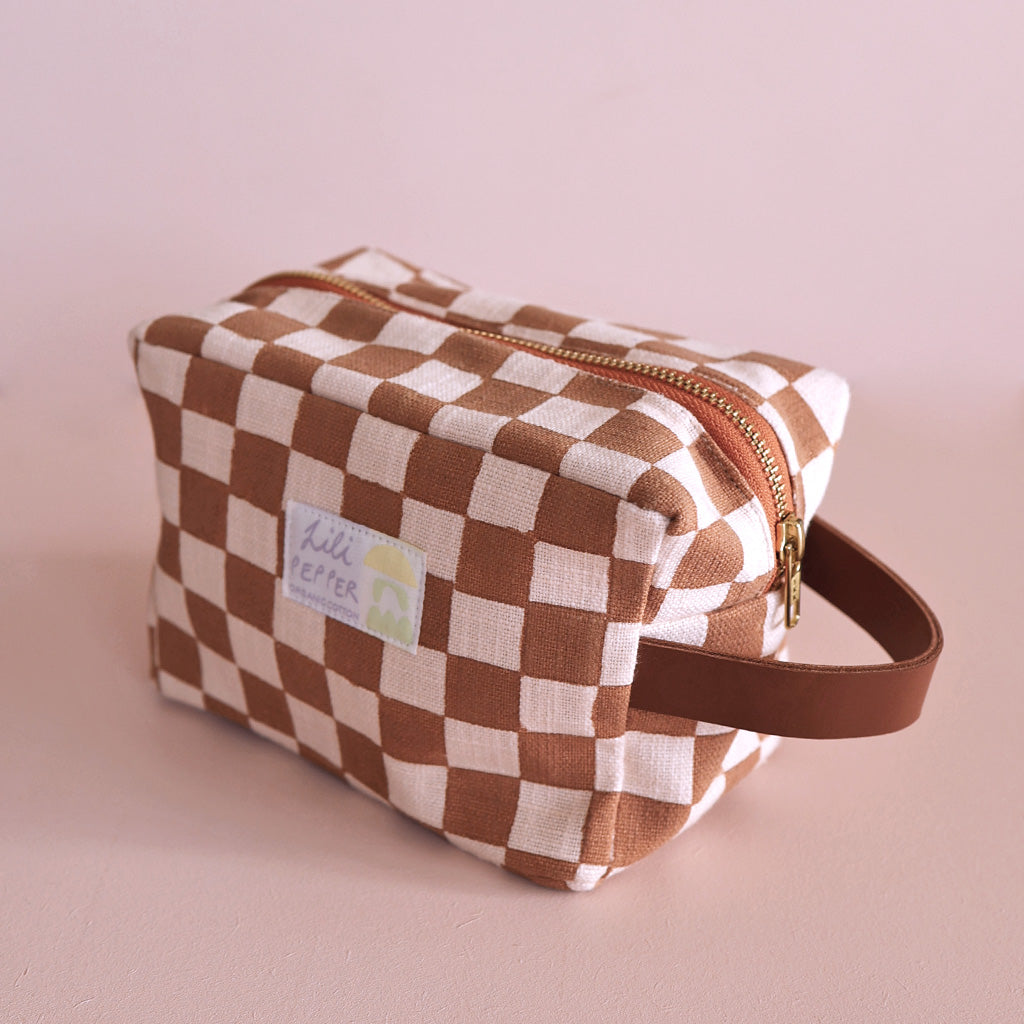 Lili Pepper Blockprint Necessaire | Check Ginger Aufgeweckt