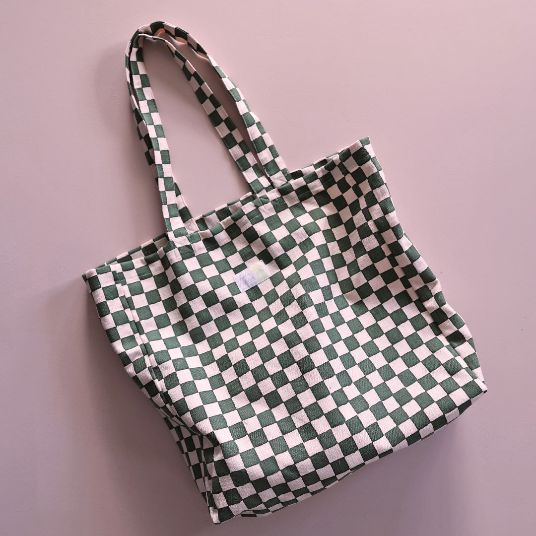 Lili Pepper Tote Bag | Check Rose Green Aufgeweckt