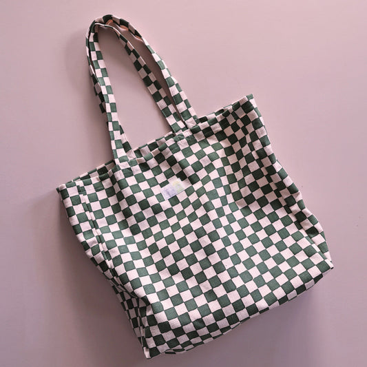 Lili Pepper Tote Bag | Check Rose Green Aufgeweckt