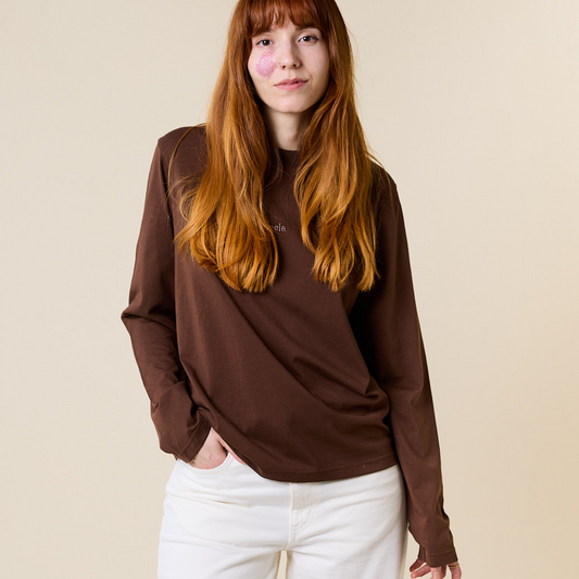 Langarmshirt Bio-Baumwolle dunkelbraun Popeia