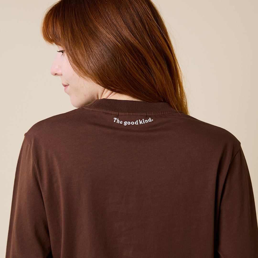 Popeia Langarmshirt Bio-Baumwolle | dunkelbraun Aufgeweckt