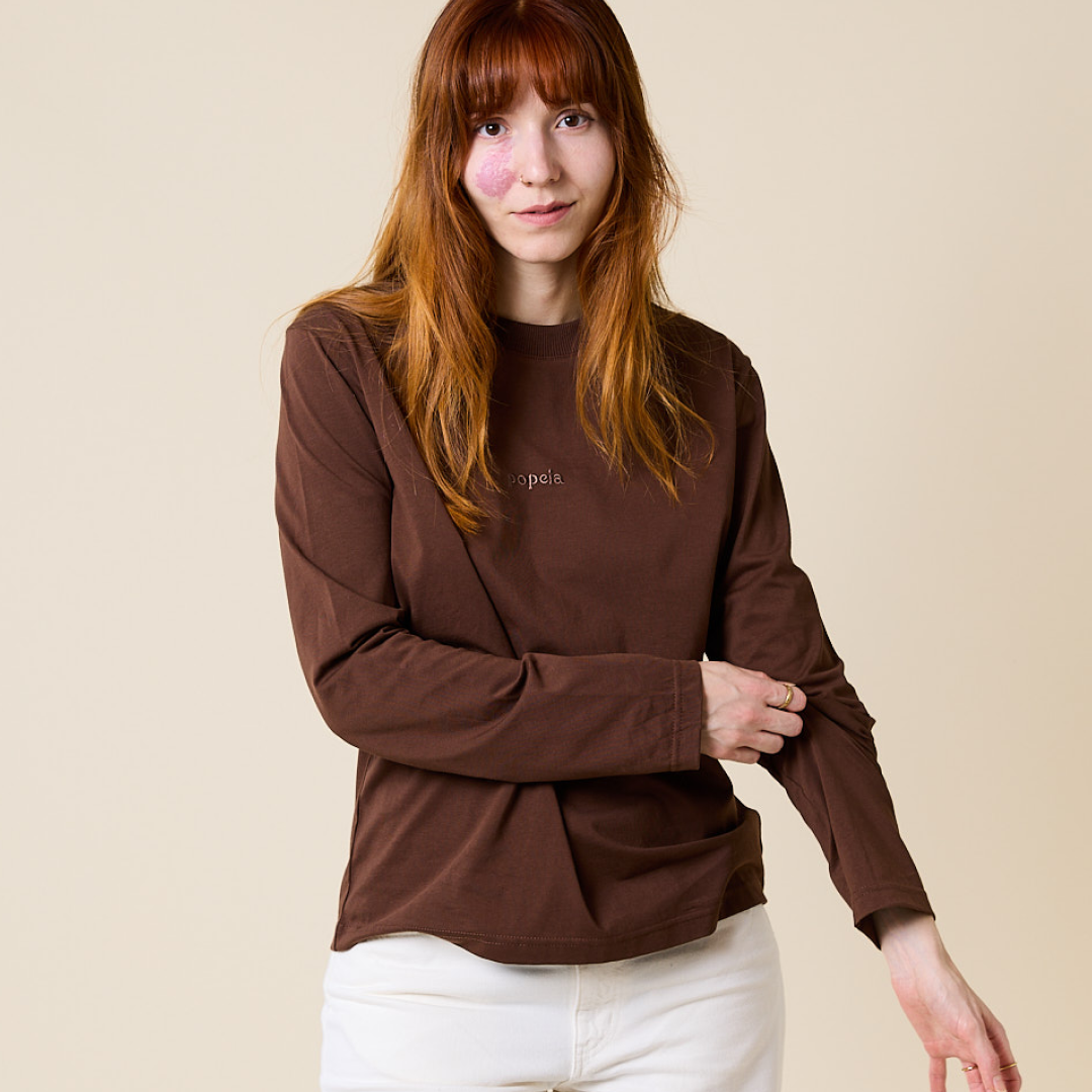 Popeia Langarmshirt Bio-Baumwolle | dunkelbraun Aufgeweckt