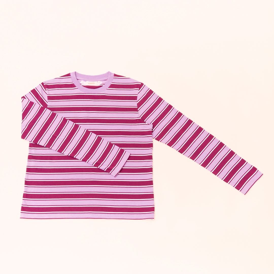 popeia Langarmshirt gestreift | aubergine/pink Aufgeweckt