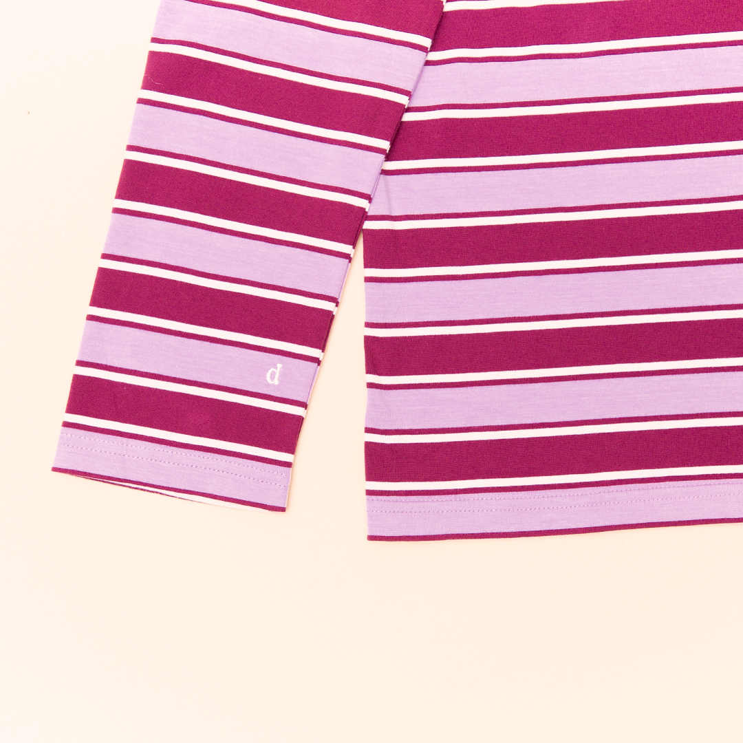 popeia Langarmshirt gestreift | aubergine/pink Aufgeweckt