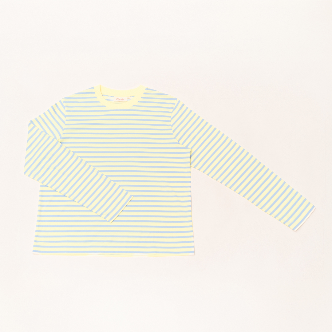 popeia Langarmshirt gestreift | gelb/hellblau Aufgeweckt