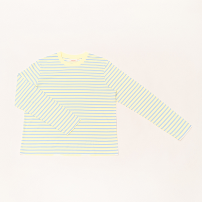 popeia Langarmshirt gestreift | gelb/hellblau Aufgeweckt