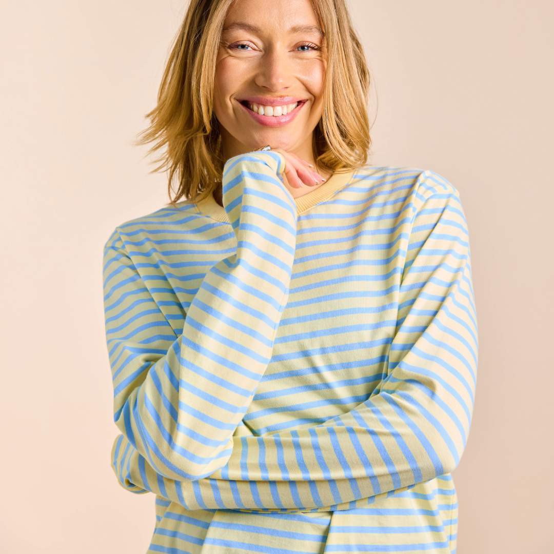 popeia Langarmshirt gestreift | gelb/hellblau Aufgeweckt