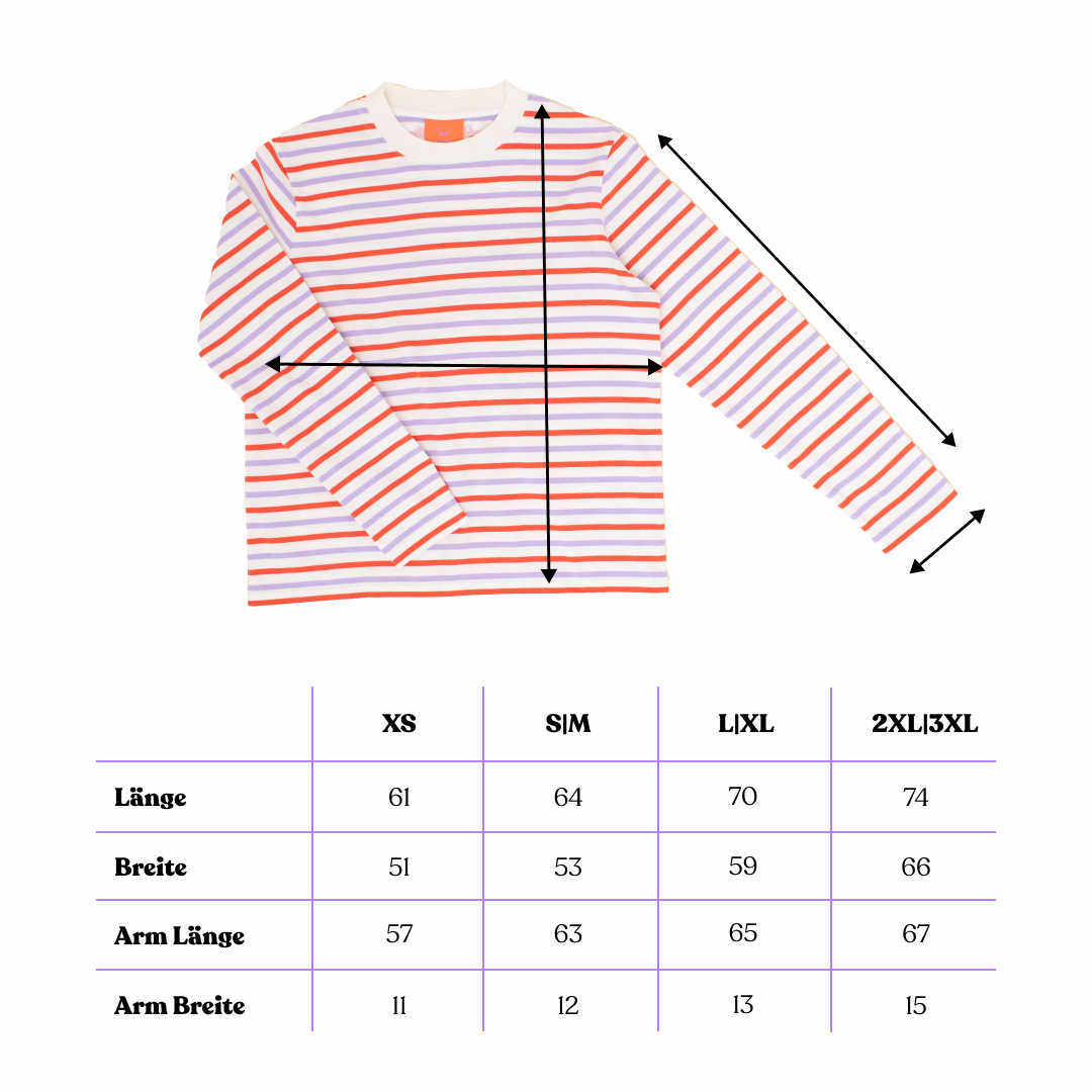 popeia Langarmshirt gestreift | weiß/rot/lila Aufgeweckt