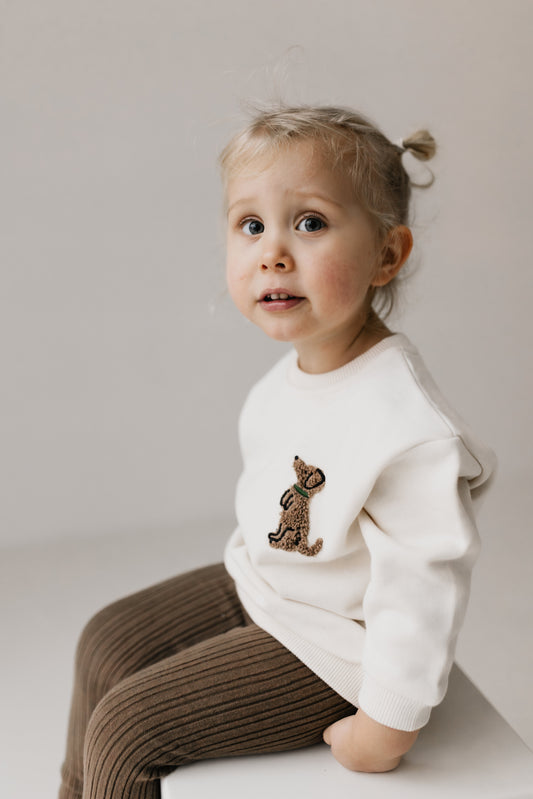 romi. Kids Sweater Puppy | natural Aufgeweckt
