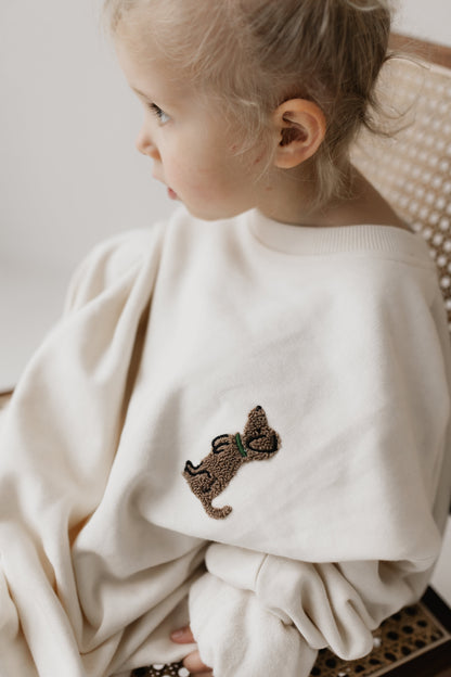 romi. Kids Sweater Puppy | natural Aufgeweckt