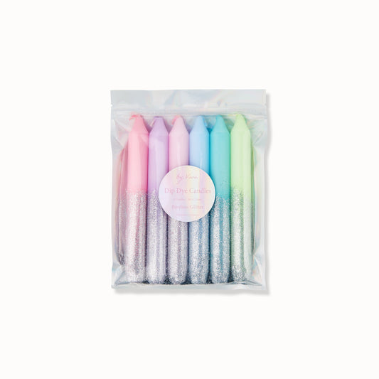 by Vivi. Dip Dye Kerzen 6er-Set | Bonbon Glitter Aufgeweckt