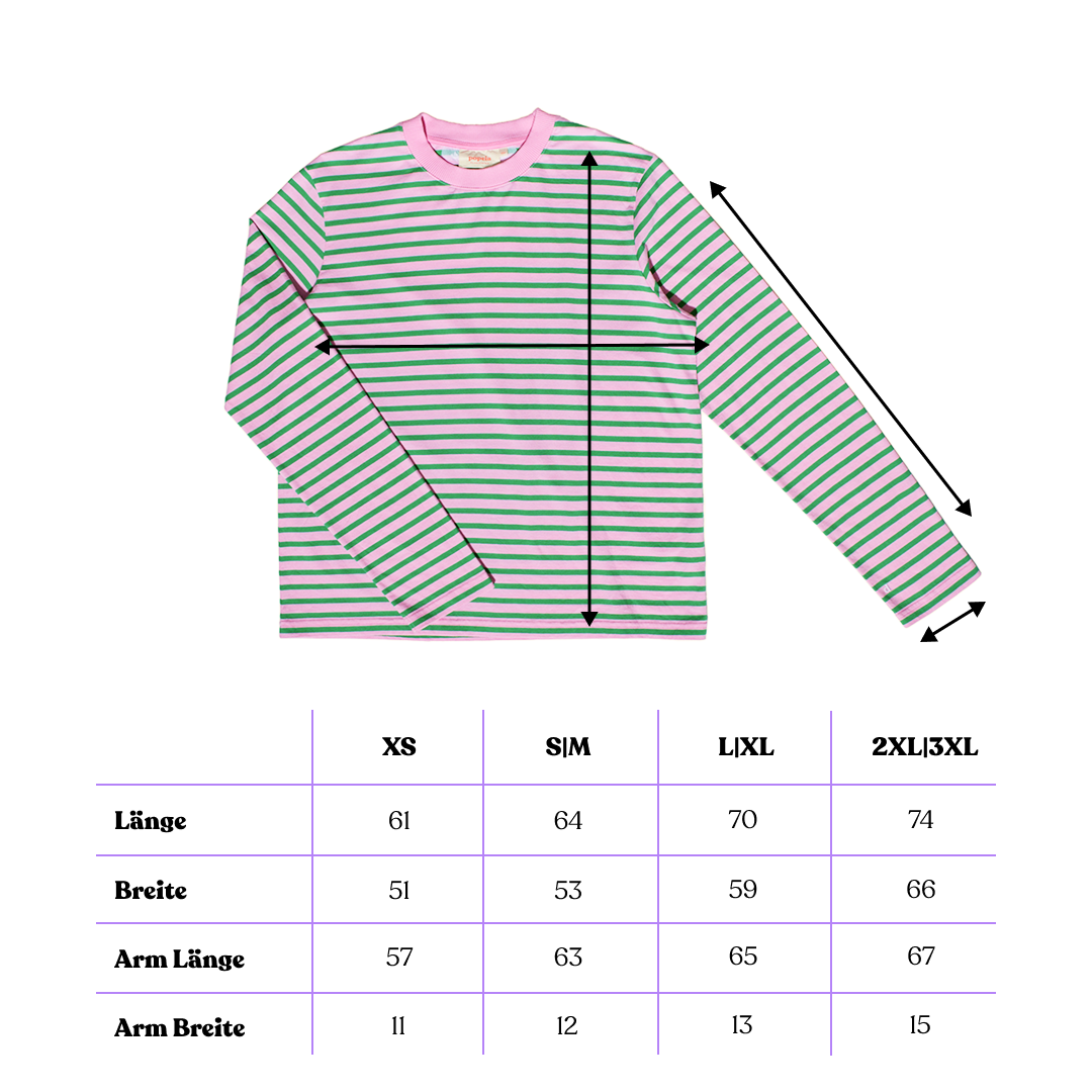popeia Langarmshirt gestreift | pink/grün Aufgeweckt