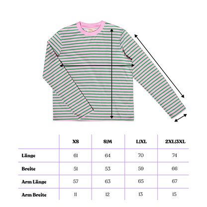 popeia Langarmshirt gestreift | pink/grün Aufgeweckt