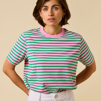 popeia T-Shirt gestreift | pink/grün Aufgeweckt