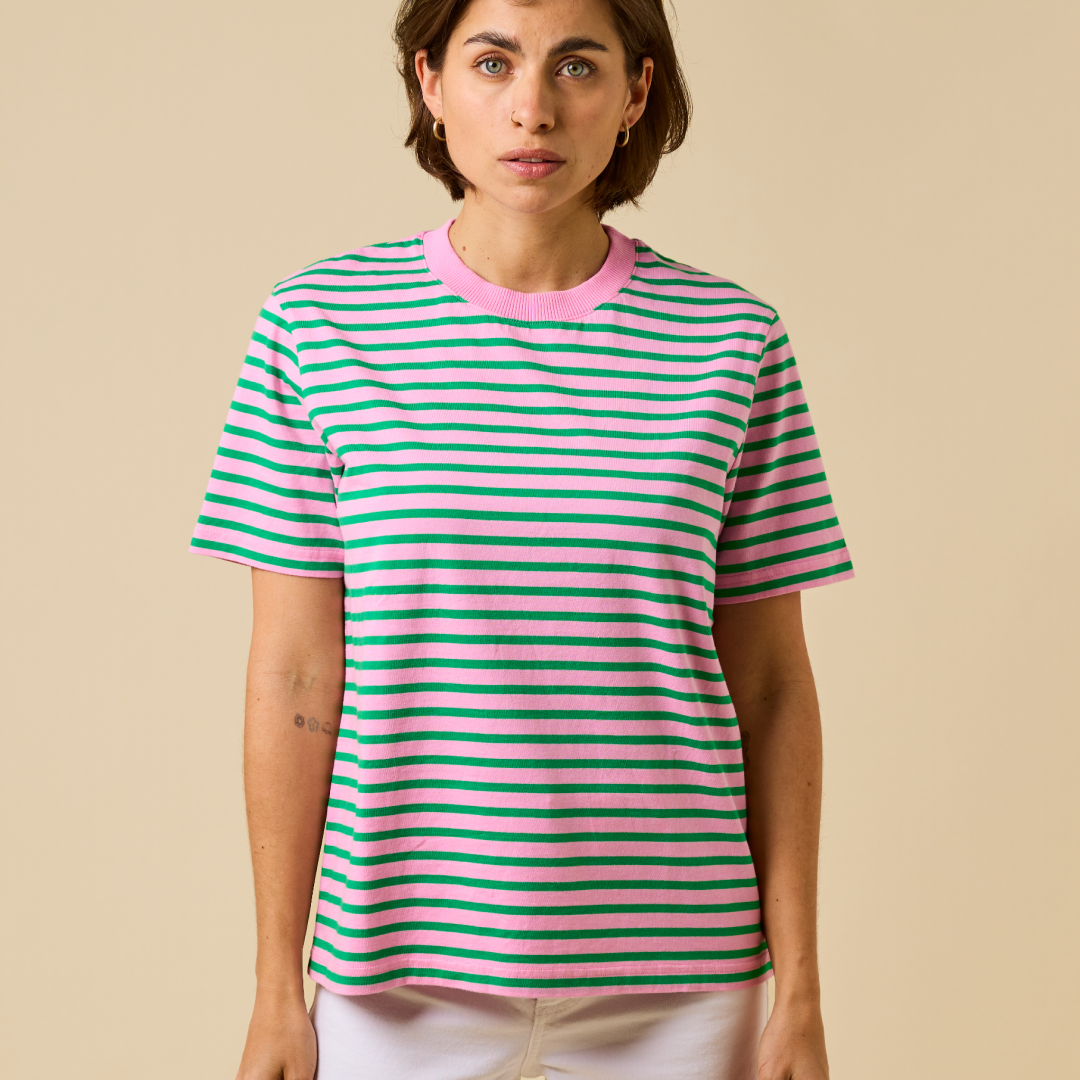 popeia T-Shirt gestreift | pink/grün Aufgeweckt