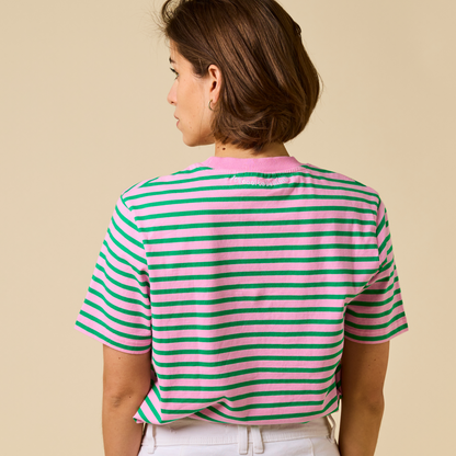 popeia T-Shirt gestreift | pink/grün Aufgeweckt