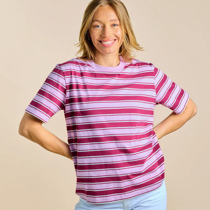 T-Shirt gestreift | Aubergine/Pink