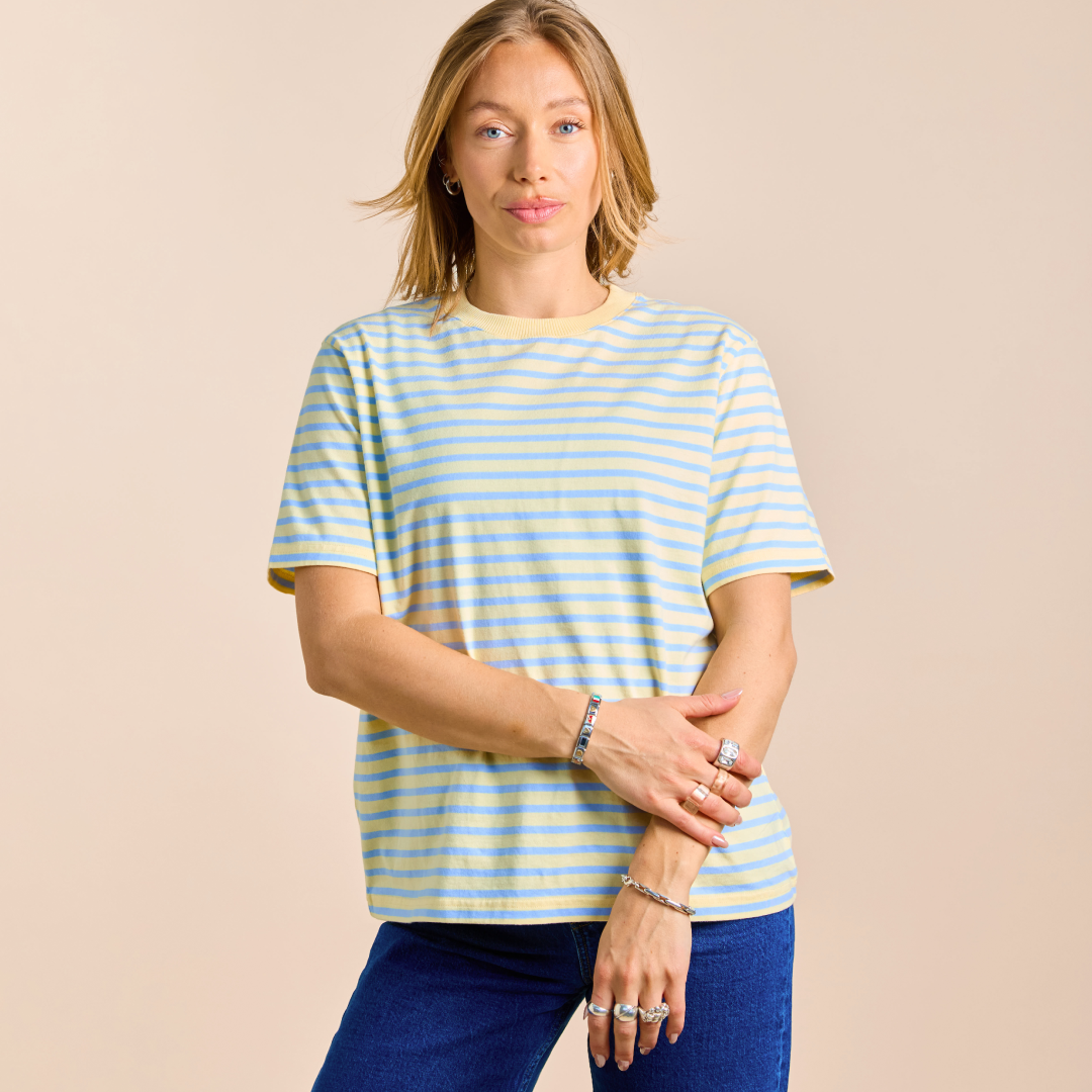 popeia T-Shirt gestreift | gelb/hellblau Aufgeweckt