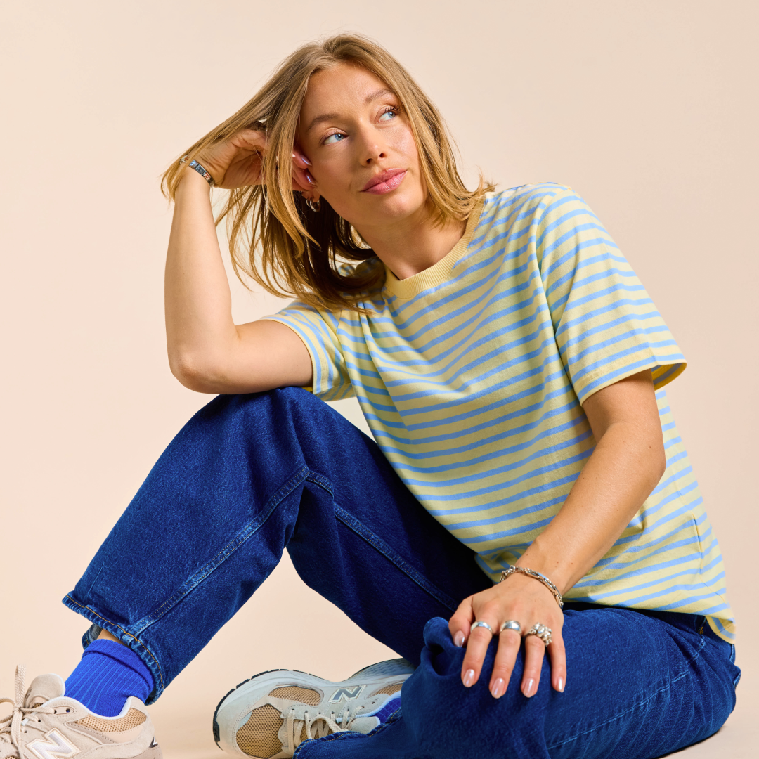 popeia T-Shirt gestreift | gelb/hellblau Aufgeweckt