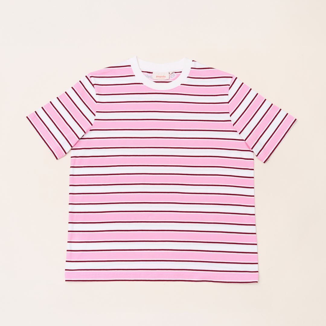 popeia T-Shirt gestreift | weiß/pink Aufgeweckt